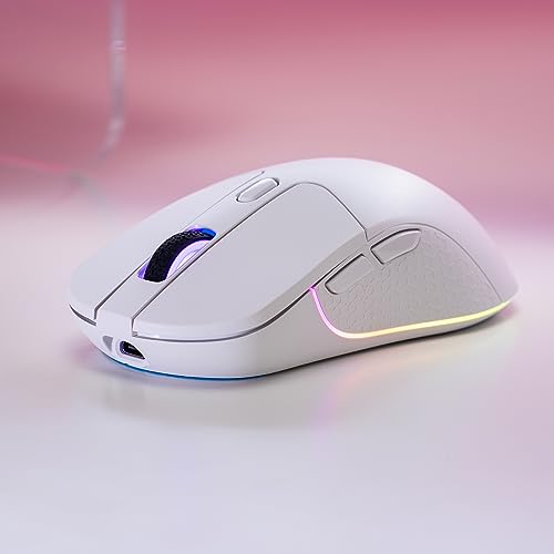 Image of Keychron M3 Wireless Gaming Optical Mouse, Tri-Mode 2.4 GHz /Bluetooth 5.1 /Wired, PixArt PAW 3395 sensor, 26000 DPI, LED RGB Backlit,79g Lightweight Programmable Macro Button for Windows PC /Mac - White