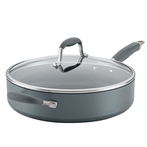 Image of Anolon Advanced Home Hard Anodized Nonstick Sauté Pan with Helper Handle and Lid, 5 Quart - Moonstone