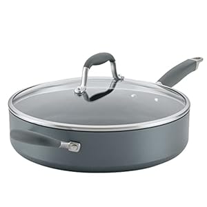 Anolon Advanced Home Hard Anodized Nonstick Sauté Pan with Helper Handle and Lid, 5 Quart – Moonstone