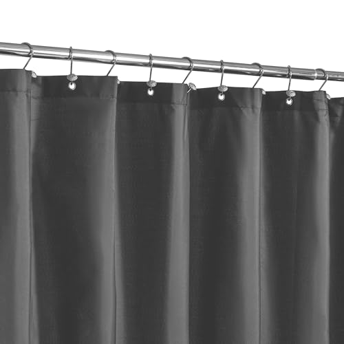 Image of N&Y HOME Fabric Shower Curtain or Liner Extra Long 72 x 84 Inches - Washable Hotel Quality Cloth Shower Curtain for Bathroom - Graphite Gray, 72x84
