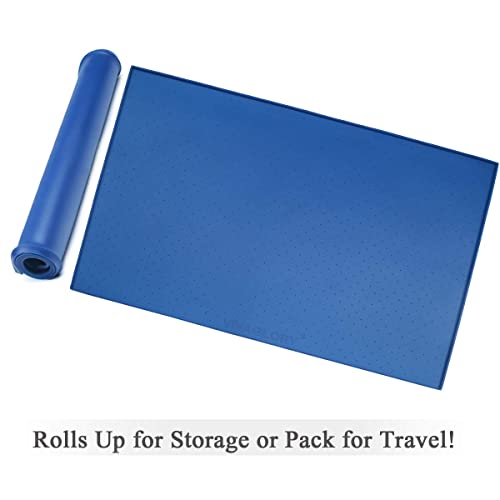 Vivaglory Large Pet Food Mat Large Waterproof Non-Slip Feeding Mat Grade Silicone Cat Stainless Steel Water Placemat Dog Bowl Mat Anti-Messy Design, Navy Blue 24" L X 16" W #TOP6