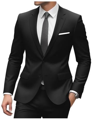 ONAXTDA Men's Serge Suit 2 Piece Jacket Pants Slim Fit Single Breasted Solid Business Wedding Party Tuxedo