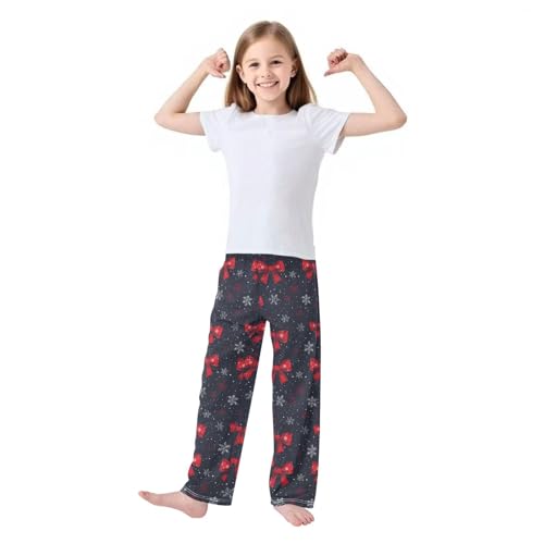 Pajama Bottoms, Snowflakes Bows Pajamas Pant Sleep Long Pants Lounge Wear Sleepwear Soft Pjs2