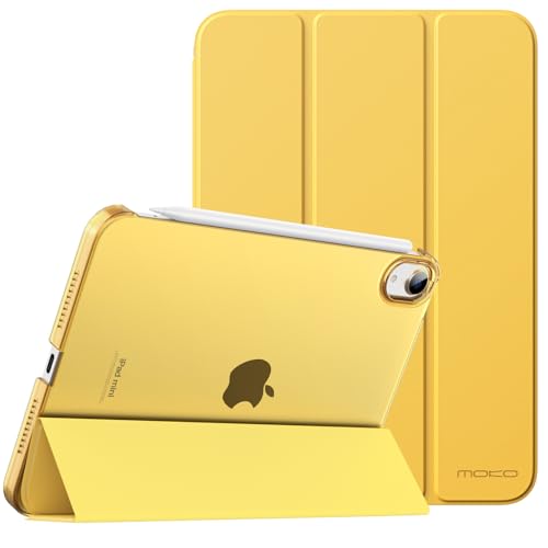 Coque iPad Mini 6 jaune brumeux idéale pour lire et travailler en terrasse ou en voyage