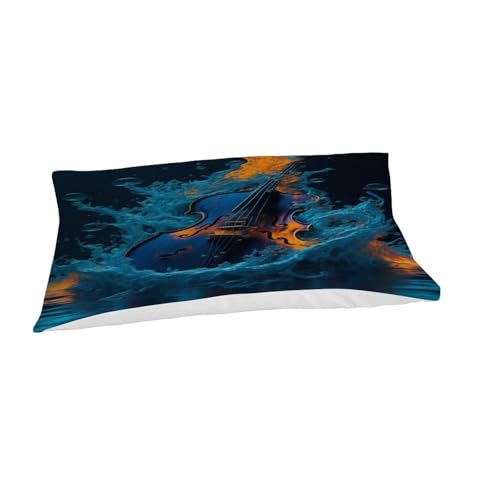 Housse de couette violon 135x200 anti-décoloration pour lit simple décoration musique durable
