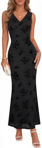 MEROKEETY Women's Summer Sleeveless Floral Bodycon Maxi Dress 202...