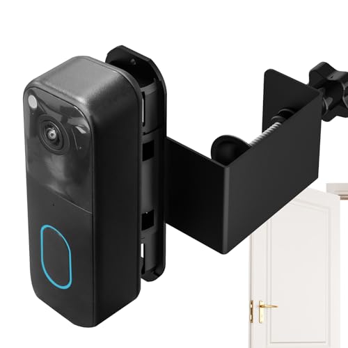 Titular de timbre - 5.31x3.07x3.34 pulgadas Soporte ajustable para cámara al aire libre, dormitorio en casa sin perforación, soporte de seguridad para sala de actividad, negro portátil, fácil