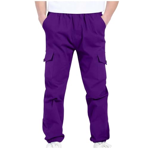 Boys Track Pants Quick Dry Sports Cargo Pants Stretch Elastic Waist School Kids Twill Joggers for 4-13 Years