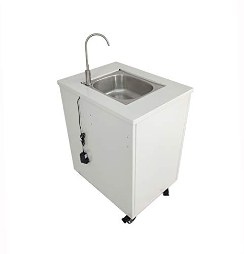 Image of Portable Sink Station with Steel Cabinet, Self Contained Hand Wash Sink, Mobile Water Fountain with Built-in Pump, 110V /12V Powered, Water Jugs Not Included, 24 x 18 x 30 Inch Cabinet Size 10094-NPF