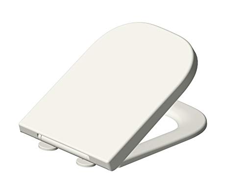 Grünblatt Asiento de inodoro 515206 compatible con Roca The Gap, descenso automático y extraíble para la limpieza, Duroplast, color blanco Cover