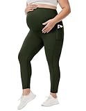Happy.angel Plus Size Maternity Leggings with Pockets,Pregnancy Yoga Pants Over-The-Belly,Maternity Tights for...