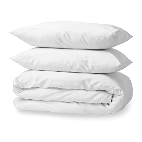 White Duvet Cover Set 80/90 cm Bed - Duvet Cover 150 x 220 cm + Pillowcase 50 x 110 cm Cover