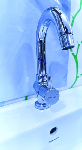 Image of Amber Heavy SWAN Neck Pillar TAP for WASH Basin with Brass NUT /Brass Pillar TAP / 7years warrenty / 3 /4 spendal (Disk)
