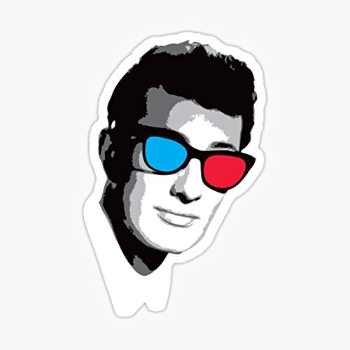 decalsBuddy Holly 3D Glasses Sticker - Sticker Graphic - Auto, Wall, Laptop, Cell, Truck Sticker for Windows, Cars, Trucks