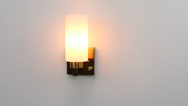 Image of DEYNITE Modern Plug in & Hardwired Wall Sconce Brass Bathroom Vanity Light | Set of 2 Wall Mounted Light with milky white glass shade rotary on /off dimmable switch for bathroom bedroom