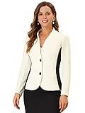 Kragenlos, lange Ärmel, Kontrast Design, Knopfleiste, Kontrastfarbe Büro Blazer.