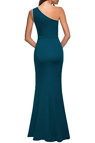 Mushare Women's One Shoulder Sleeveless Bodycon Mermaid High Split Cocktail Long Formal Dress #TOP1