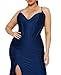LightlyKiss Women's Classic Fashion Bodycon Birthday Party Long Dress Sexy Cocktail Party Dress Elegant Split Formal Wedding Guests Evening Gown Blue