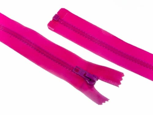 Minerva Plastic Chunky Open End Zips 75cm Cerise Pink - Each