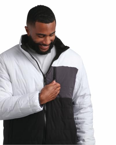Perry Ellis Men's Puffer Jacket - Full Zip Up Reversible Color Block Hoodless Puffer Jacket for Men (S-XXL)3