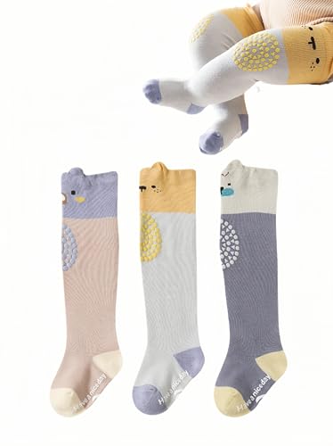 Baby Toddlers Knee High Non Slip Socks Girl Boy Non-skid Crawling Socks with Grips Newborn Infant Tube Stockings