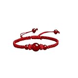 [YUdMFghE] 春節 お正月飾り 赤い糸の年に幸運をもたらす模造天然瑪瑙ブレスレットカップルニットハンドロープ