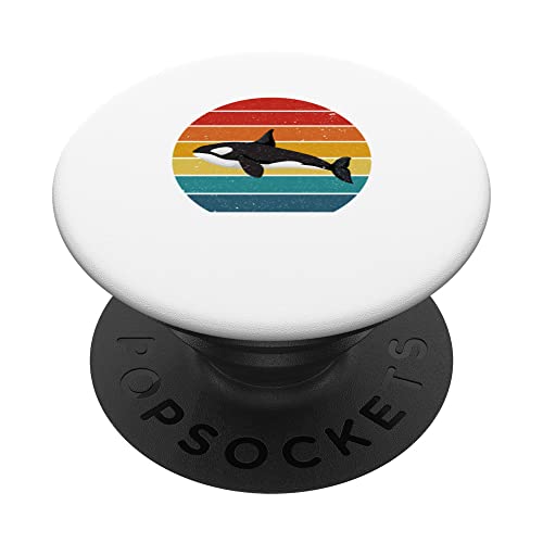 Vintage Retro Orca Diseño Con Puesta De Sol Gráfico Para Amante De Orca PopSockets PopGrip Intercambiable