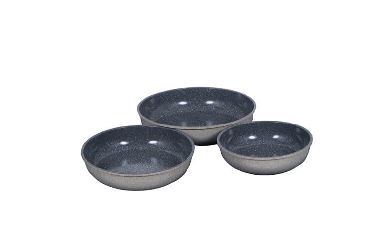 Neoflam MIDAS Cast Aluminum with Ecolon Coating Round Ovenware Set, 3-Piece Set, Warm Marble