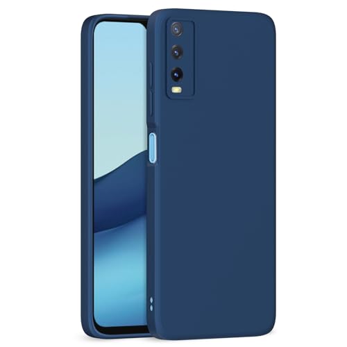 Image of Outlouders Back Cover for Vivo Y12s / Y20 / Y20i / Y20G | Camera Protection | Durable Soft Matte Silicone Bumper Case (Blue)