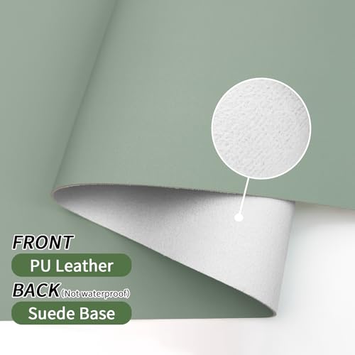 Image of Bloss Leather Desk Mat, Large Mouse Pad, Non-Slip Desk Protector Mat, Leather Desk Blotter, Waterproof Desk Pad for Office Home Decor /Grey Green(31.5x15.7 Inches)