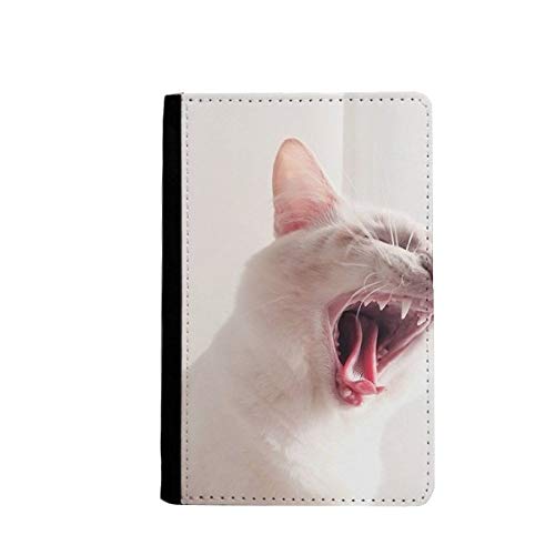 Protège passeport chat féroce blanc étui portefeuille