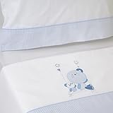  10XDIEZ Juego de sábanas cuna 121 bco/azul - (Maxicuna - 70x140 cm - Azul)