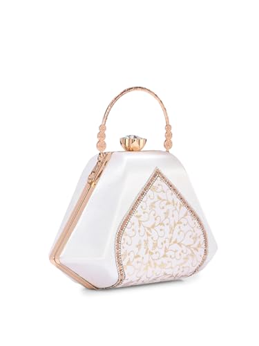 Image of TOOBA Handicraft Women's Beautiful Bling Box Clutch Bag | Evening Bag, Bridal Purse & Party Handbag | Wedding & Special Occasion Clutch (Mix Pyramid)