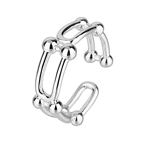 Bague S925 ajustable pour femme avec double anneau géométrique