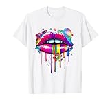 Bunte Lippen Kussmund 80er Retro Party Style
