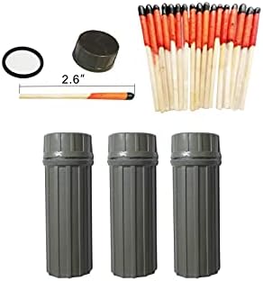 Fire Starter Weather Proof Matches Waterproof Case for Hiking Camping Bushcraft Outdoor Emergency Survival Storm Outages (3 x Container Matches)