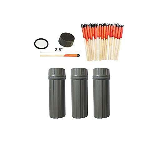 Emergency Fire Starter | Windproof & Waterproof Storm Matches with Waterproof Case & Wax Rope | Survival Gear for Camping, Hiking, Bushcraft, Bug Out Bag (3 x Container Matches)