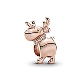 Pandora Jewelry - Happy Reindeer Charm in Pandora Rose with Clear Cubic Zirconia