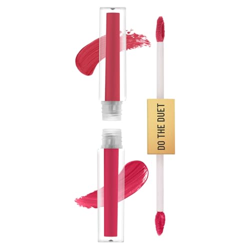Swiss Beauty Select Do The Duet Lipstick | Matte Liquid Lipstick + Tinted Gloss | Infused with Vitamin E and Jojoba Oil | Shade-Imperial Red, 3ml |