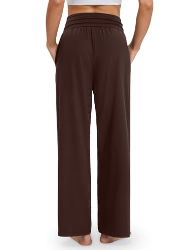 Image of Gracyoga Wide Leg Yoga Pants for Women Casual Loose Cozy Sweatpants High Waisted Lounge Pajama Flowy Pants With Pockets