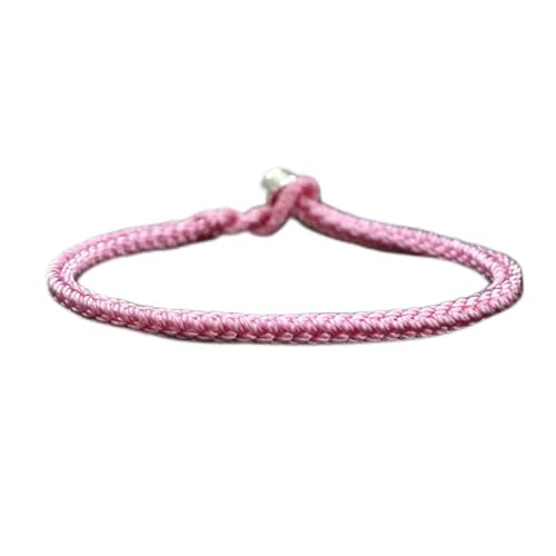 Bracelet cordé tibétain fait main en fil rose porte-bonheur pour couples