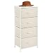mDesign Vertical Dresser Storage Tower - Sturdy Steel Frame, Wood Top, Easy Pull Fabric Bins - Organizer Unit for Bedroom, Hallway, Entryway, Closets - Textured Print, 4 Drawers - Cream/White