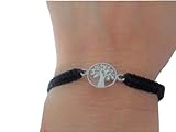 Pulsera árbol macramé ⊹⊱ ☆ PULSERA DE ALGODÓN CON PERLAS DE PLATA MACRAME DE ÁRBOL NEGRO ☆ ⊰⊹ pulsera étnica única, unisex, ajustable, vegana