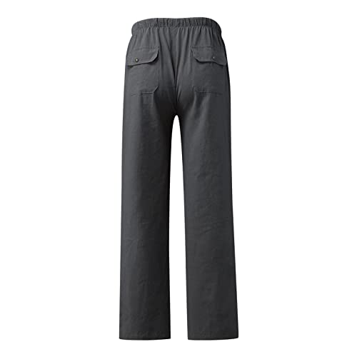 Homme décontracté Solide Pantalon Pantalon Pleine Longueur Pantalon Ample Bouton Poche Cordon décontracté Mode Pantalon Pantalon Casquettes - Image 5