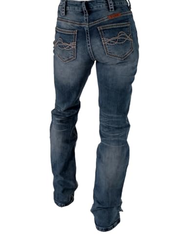 Cowgirl Tuff Western Jeans Womens DFMI Faded 28 Long Med Wash JDFADE4