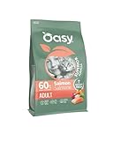 Oasy Katze Adult Lachs 1,5 kg, Trockenfutter für ausgewachsene Katzen aller Größen und Rassen, Leckerlis, 1,5 kg