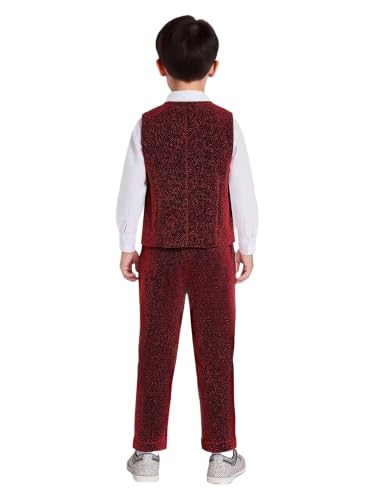 Image of YiZYiF Boys Suit Dress Clothes Ring Bearer Outfit Homecoming Dresses Boy Vest Pants and Bowtie Set Wedding Tuxedo Suits