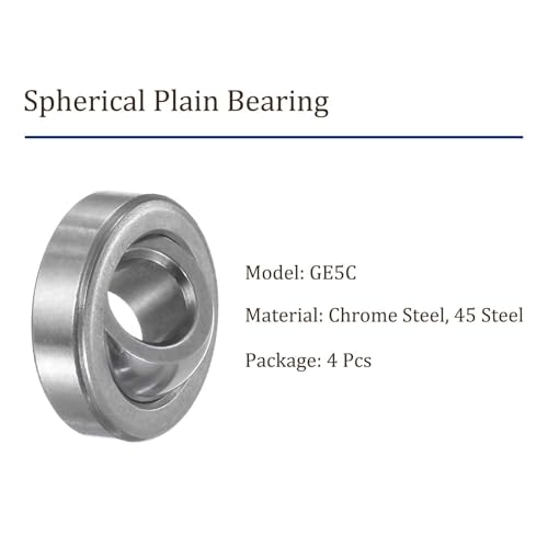 Kozelo 4 Stück GE5C Kugelgelenklager - [4,8mm x 14mm x 6mm] Vorgeschmiertes Radial-Kugelgelenklager, Chromstahl