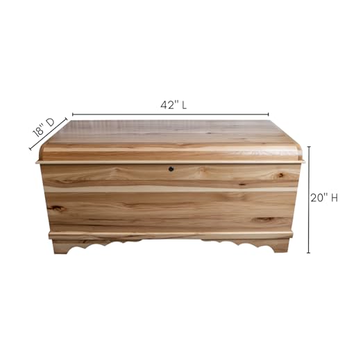 Image of Rustic Red Door Co. Cedar Hope Chest with Waterfall Top, Amish Made Wooden Storage Trunk Box for Bedroom, Blanket, Clothes, Anti-Slam Hinges and Lock, 42 inch, Rustic Hickory Wood, Natural Stain