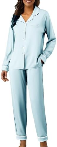 riou Women's Winter Pyjamas Fashion V-Neck and Buttons Pyjamas Lo...